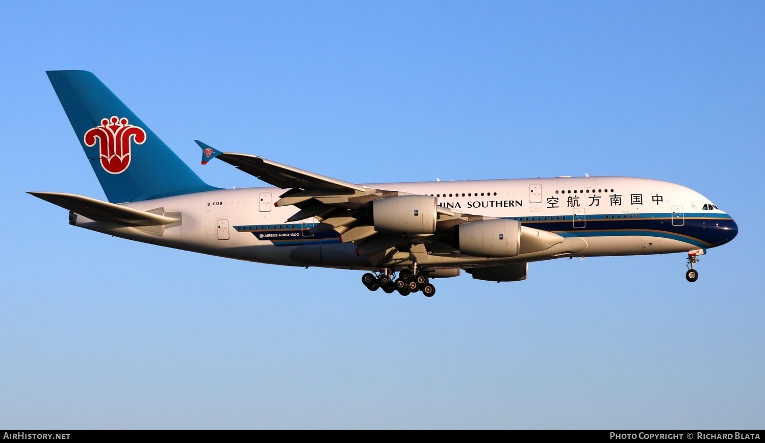 Aircraft Photo of B-6138 | Airbus A380-841 | China Southern Airlines | AirHistory.net #652378