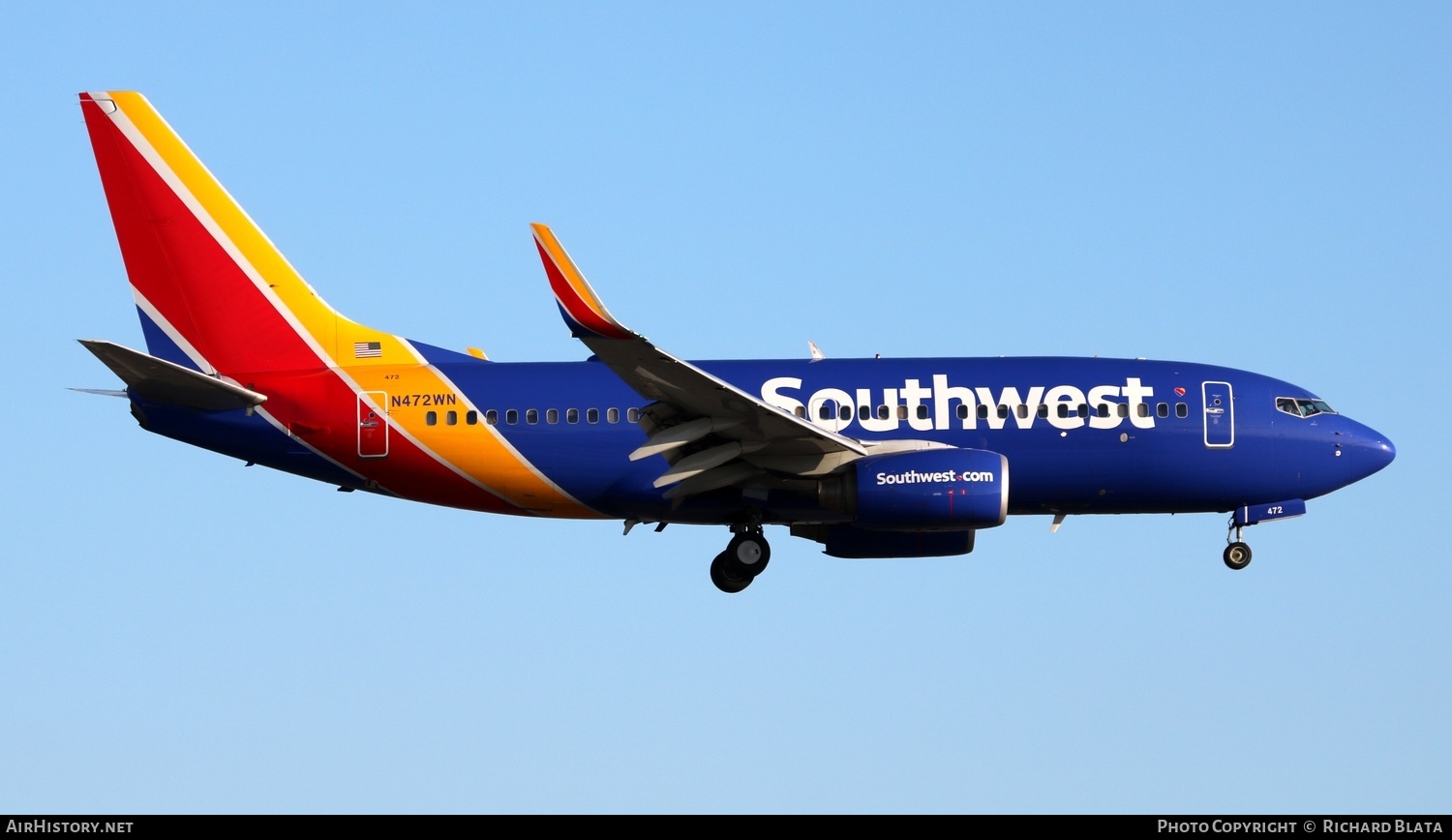 Aircraft Photo of N472WN | Boeing 737-7H4 | Southwest Airlines | AirHistory.net #652497