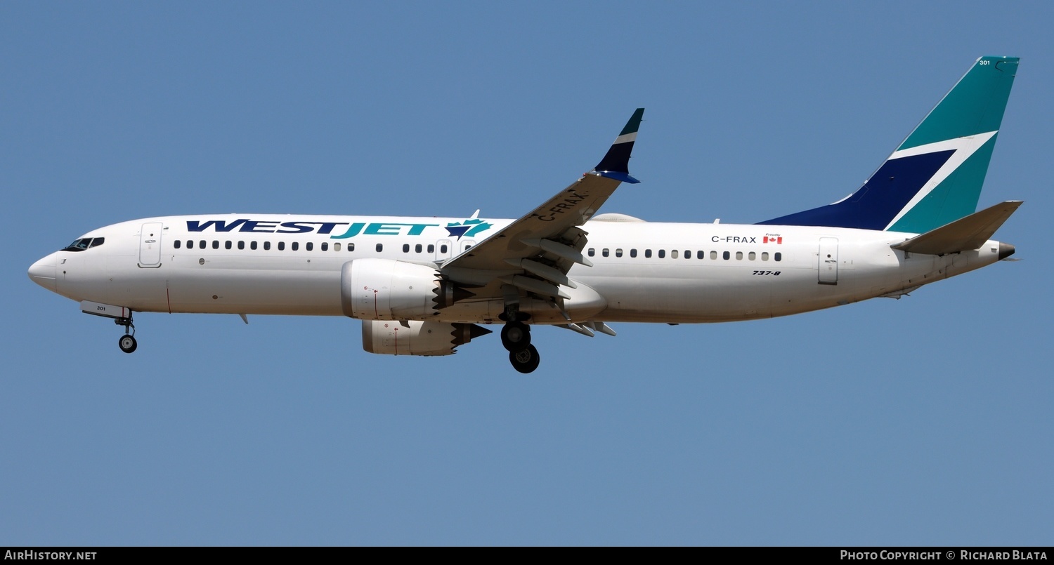 Aircraft Photo of C-FRAX | Boeing 737-8 Max 8 | WestJet | AirHistory.net #652727