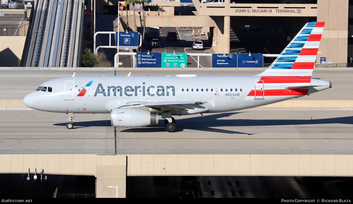 Aircraft Photo of N803AW | Airbus A319-132 | American Airlines | AirHistory.net #653674