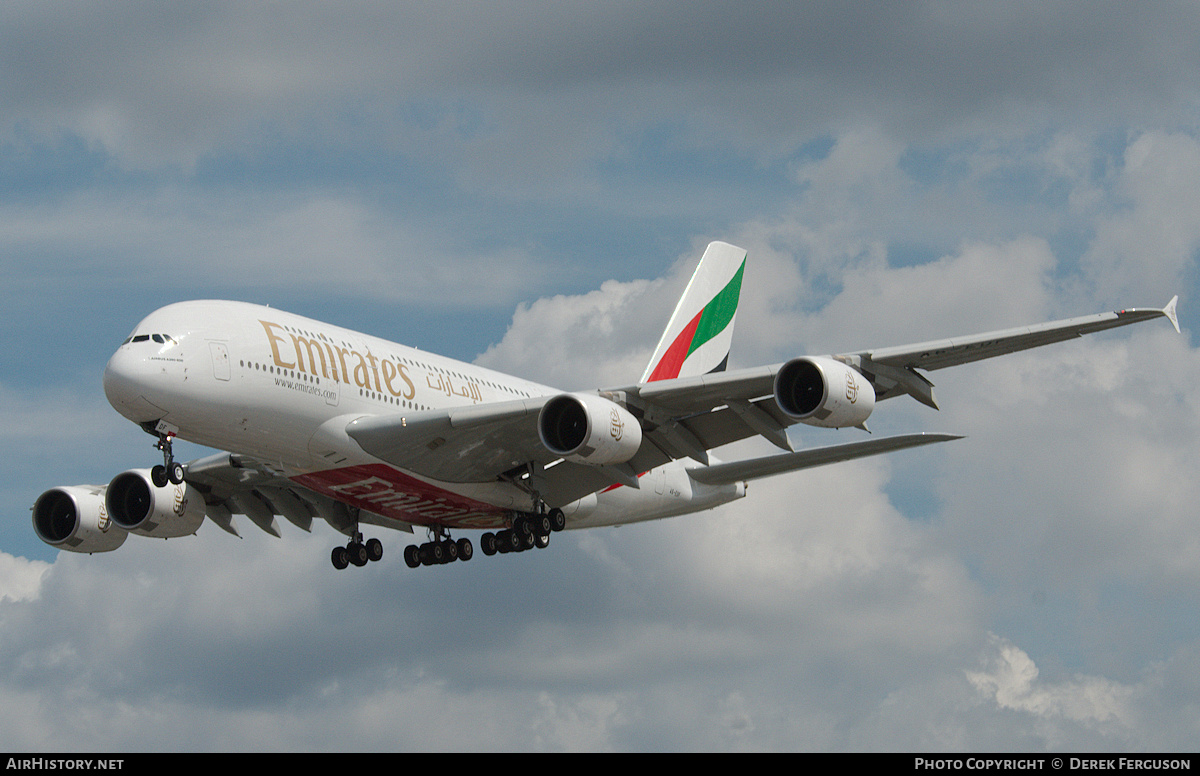 Aircraft Photo of A6-EDF | Airbus A380-861 | Emirates | AirHistory.net #657224
