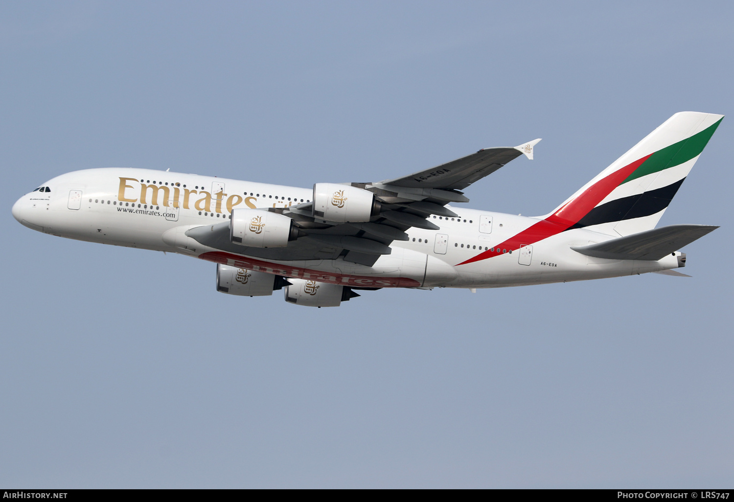Aircraft Photo of A6-EOA | Airbus A380-861 | Emirates | AirHistory.net #658270