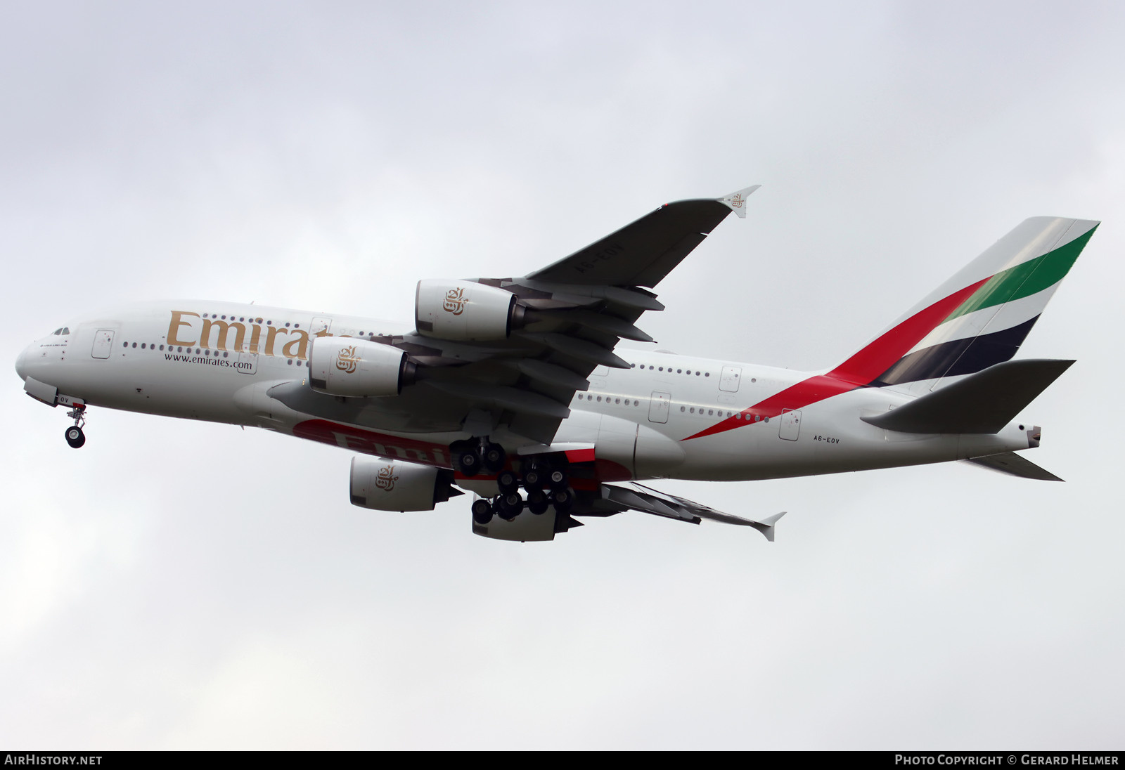 Aircraft Photo of A6-EOV | Airbus A380-861 | Emirates | AirHistory.net #658880