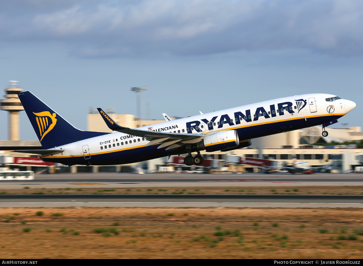 Aircraft Photo of EI-DYE | Boeing 737-8AS | Ryanair | AirHistory.net #660080