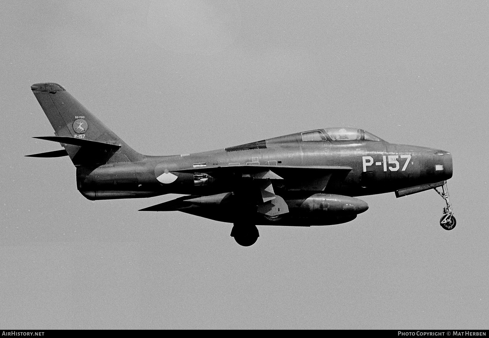 Aircraft Photo of P-157 / 52-7013 | Republic F-84F Thunderstreak | Netherlands - Air Force | AirHistory.net #661327