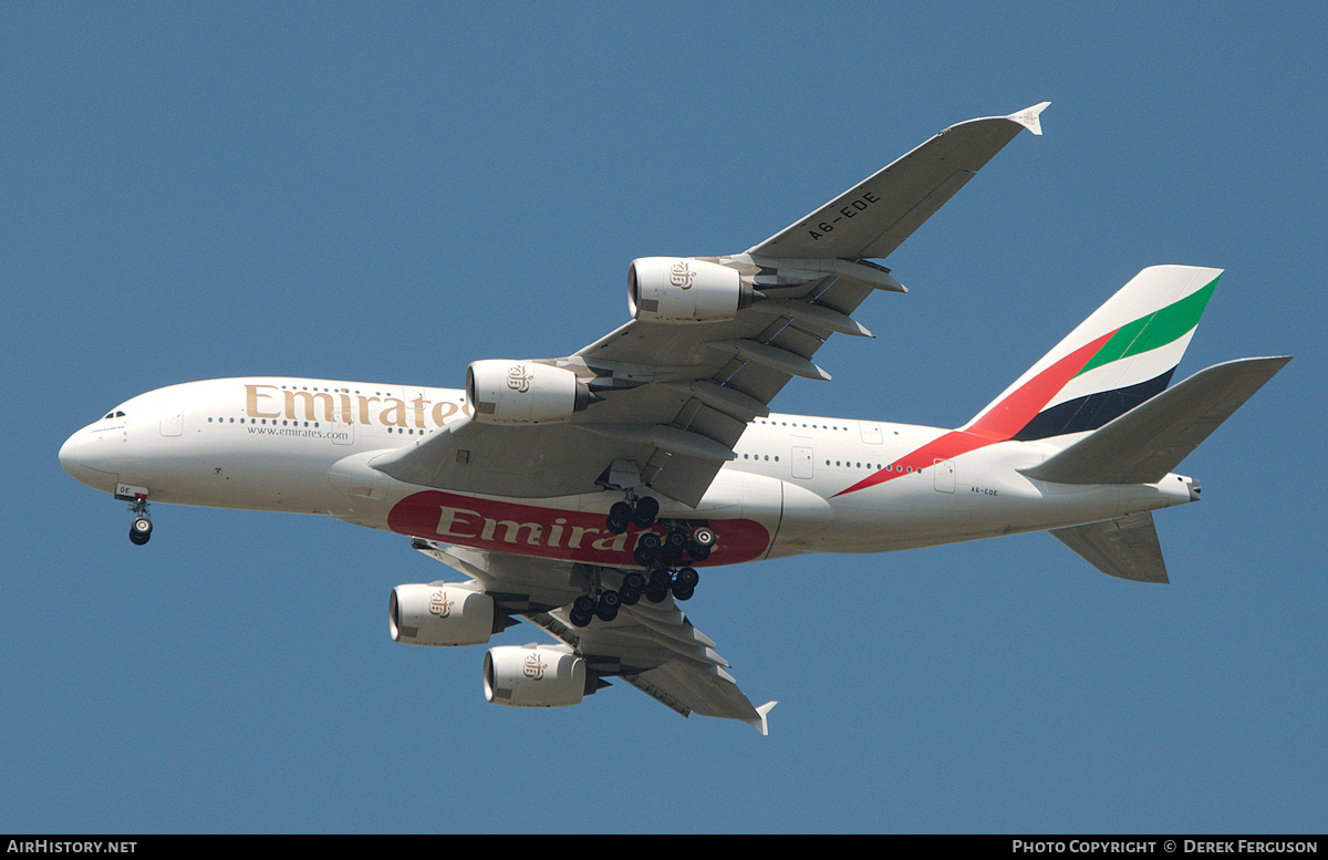 Aircraft Photo of A6-EDE | Airbus A380-861 | Emirates | AirHistory.net #661809