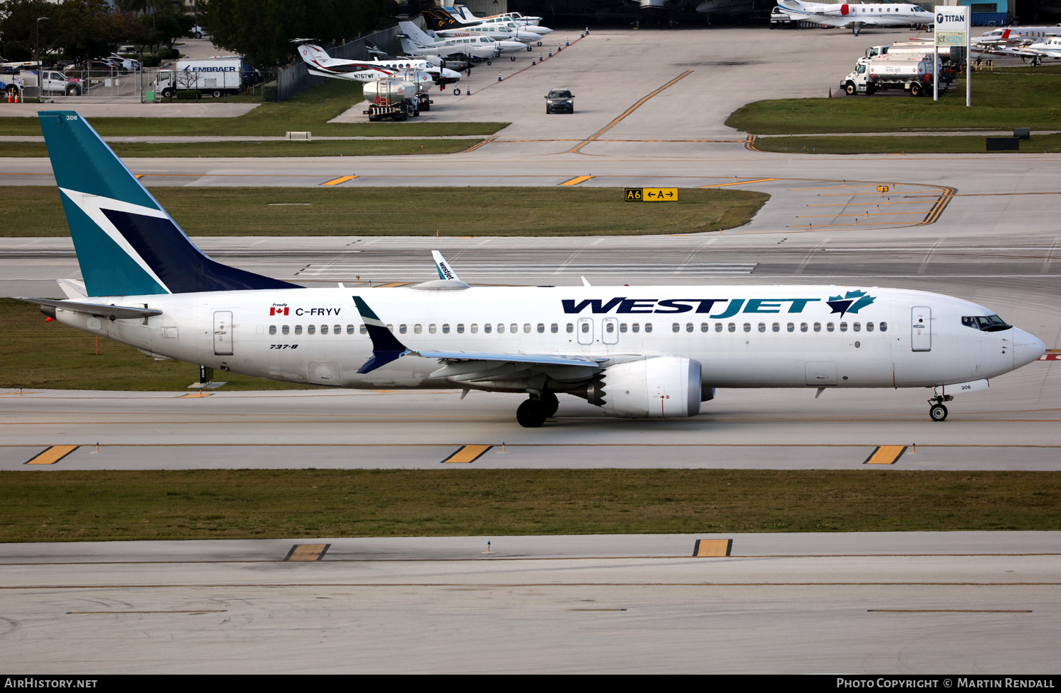 Aircraft Photo of C-FRYV | Boeing 737-8 Max 8 | WestJet | AirHistory.net #661981