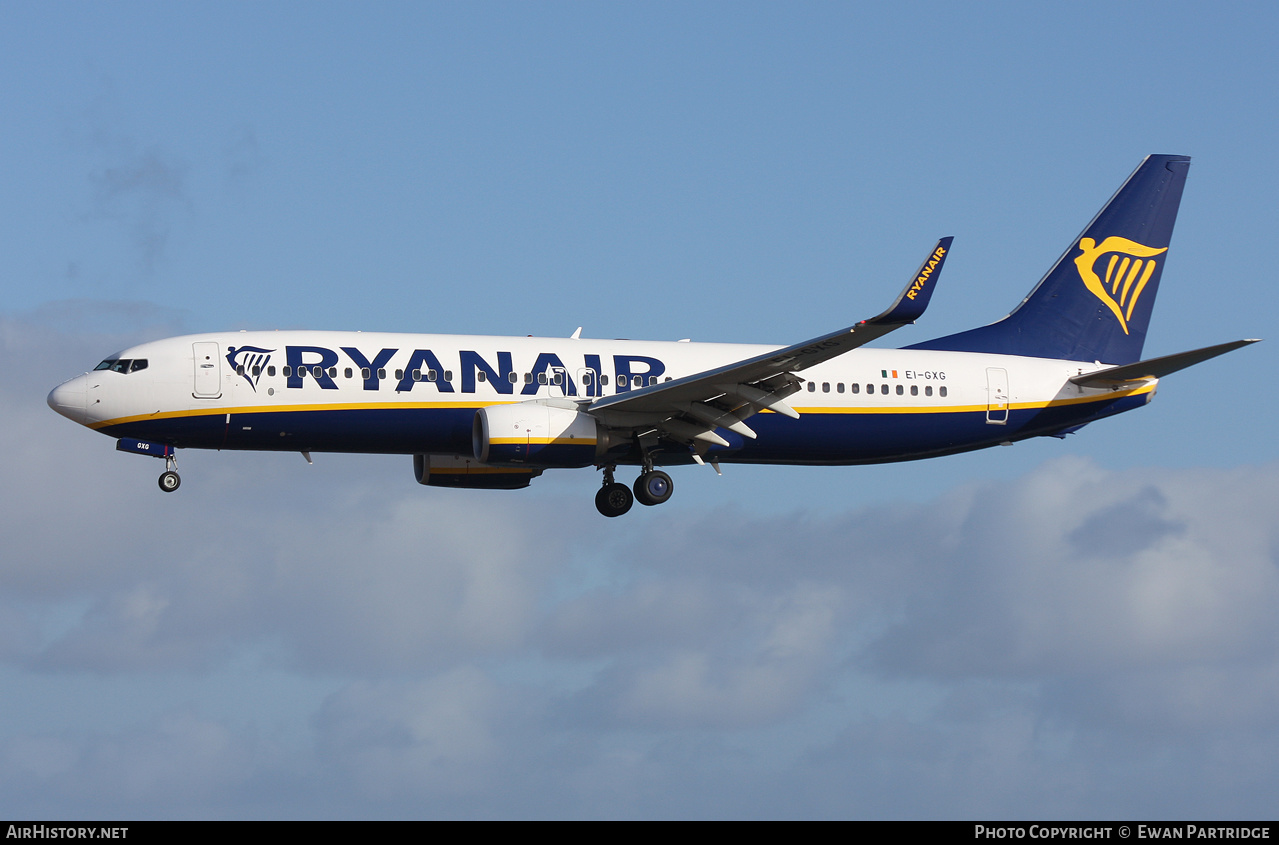 Aircraft Photo of EI-GXG | Boeing 737-800 | Ryanair | AirHistory.net #663121