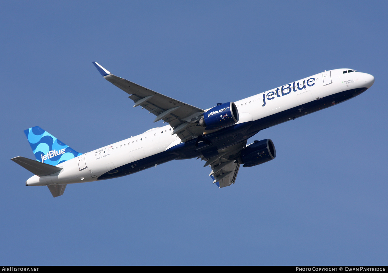 Aircraft Photo of N2156J | Airbus A321-271NX | JetBlue Airways | AirHistory.net #665168