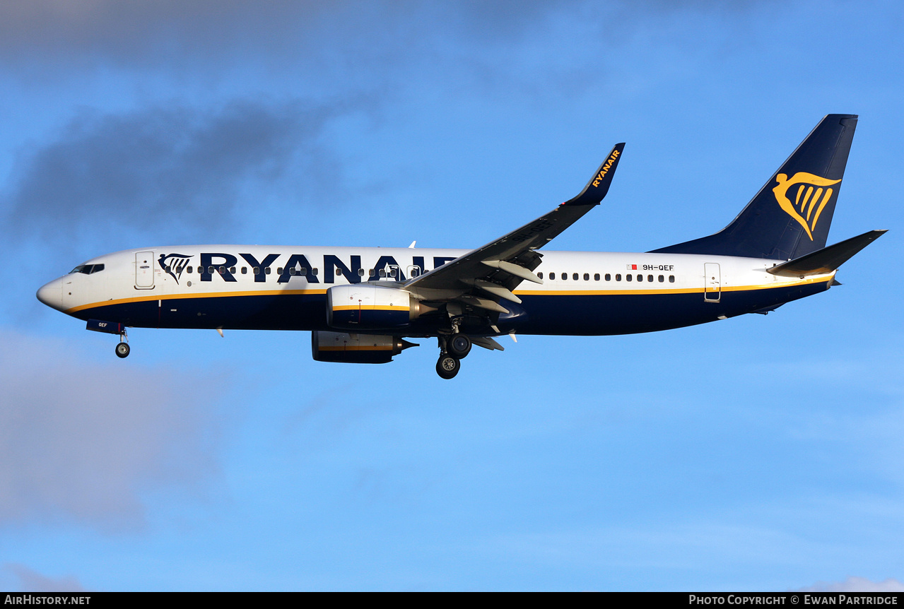 Aircraft Photo of 9H-QEF | Boeing 737-800 | Ryanair | AirHistory.net #665461