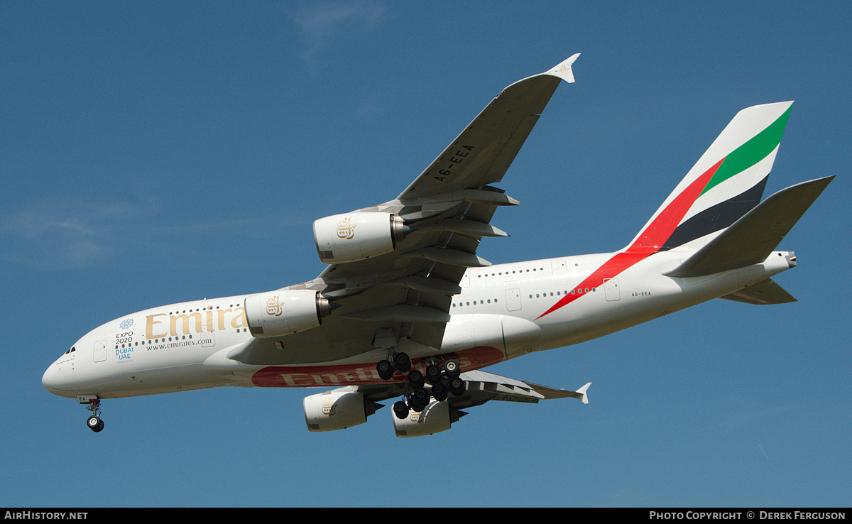 Aircraft Photo of A6-EEA | Airbus A380-861 | Emirates | AirHistory.net #665476