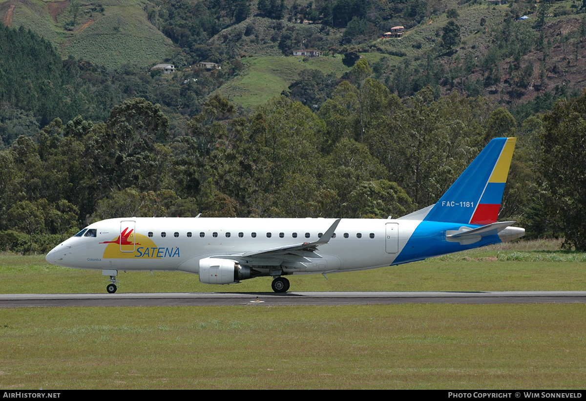 Aircraft Photo of FAC-1181 | Embraer 170LR (ERJ-170-100LR) | Colombia - Satena | AirHistory.net #665512