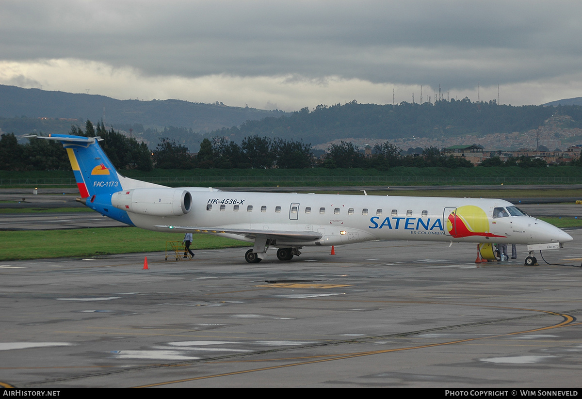 Aircraft Photo of FAC-1173 / HK-4536-X | Embraer ERJ-145LR (EMB-145LR) | Colombia - Satena | AirHistory.net #665718