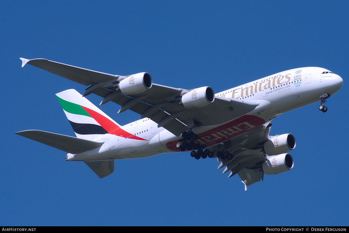 Aircraft Photo of A6-EDH | Airbus A380-861 | Emirates | AirHistory.net #665798