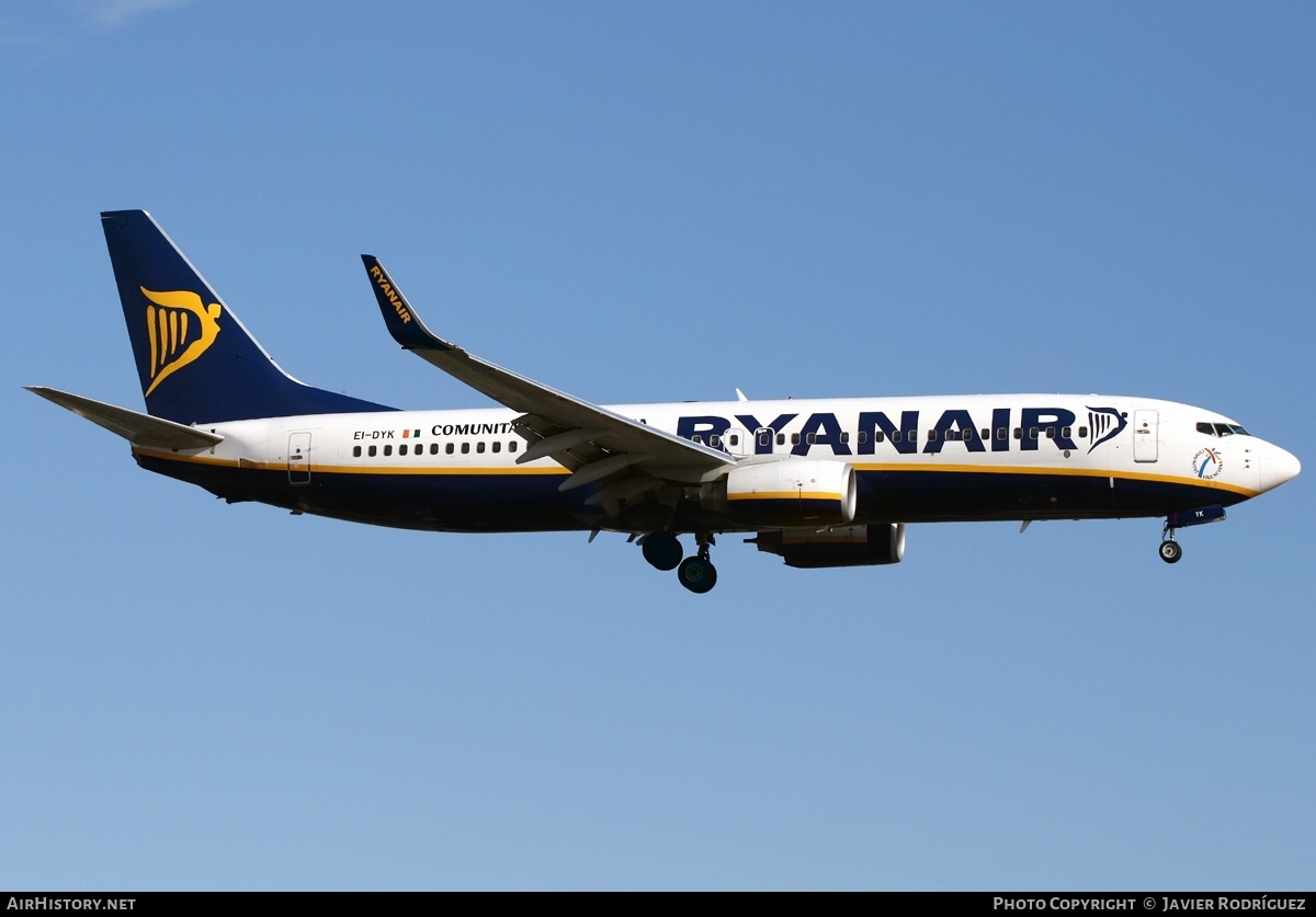 Aircraft Photo of EI-DYK | Boeing 737-8AS | Ryanair | AirHistory.net #667071