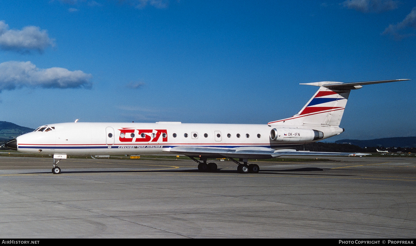 Aircraft Photo of OK-IFN | Tupolev Tu-134A | ČSA - Československé Aerolinie - Czechoslovak Airlines | AirHistory.net #667269