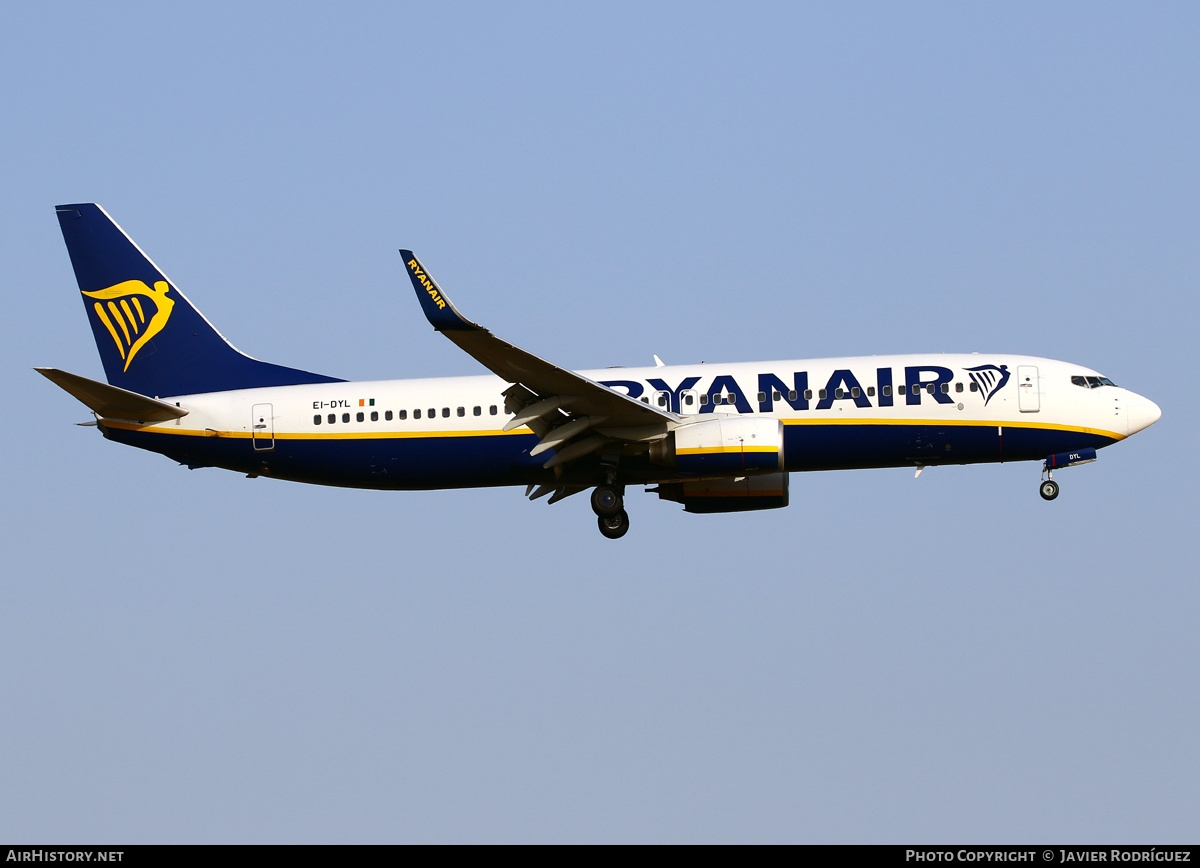 Aircraft Photo of EI-DYL | Boeing 737-8AS | Ryanair | AirHistory.net #667900