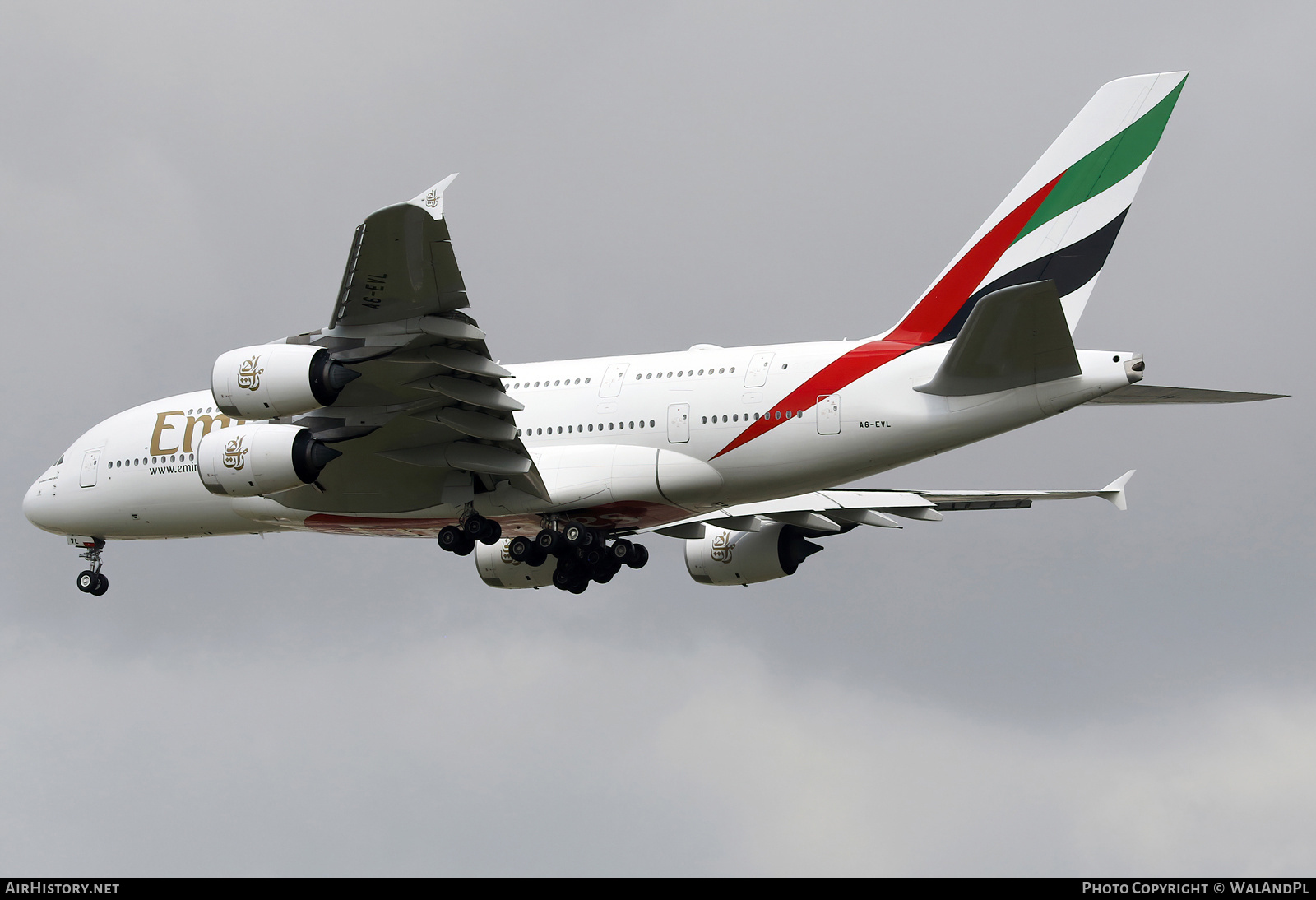 Aircraft Photo of A6-EVL | Airbus A380-842 | Emirates | AirHistory.net #668213