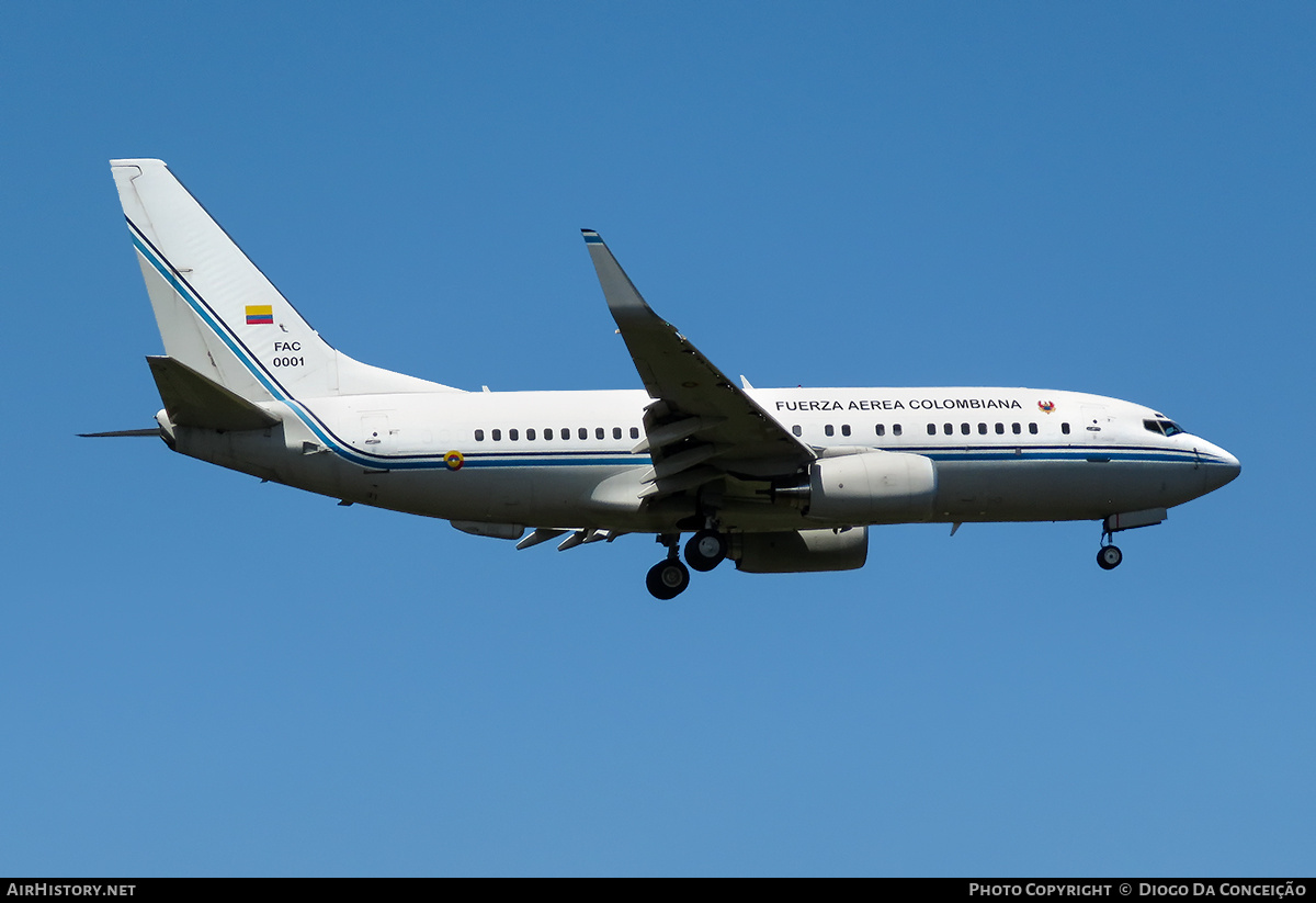 Aircraft Photo of FAC0001 | Boeing 737-74V BBJ | Colombia - Air Force | AirHistory.net #669264