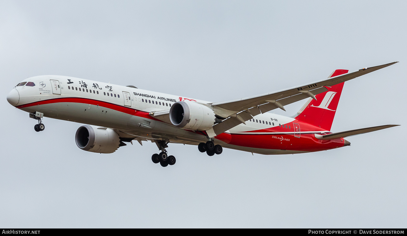 Aircraft Photo of B-1111 | Boeing 787-9 Dreamliner | Shanghai Airlines | AirHistory.net #669738
