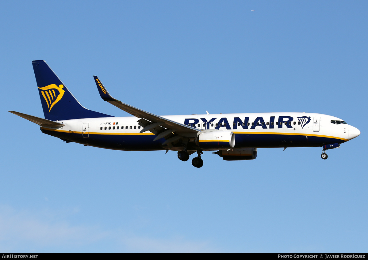Aircraft Photo of EI-FIK | Boeing 737-8AS | Ryanair | AirHistory.net #670772