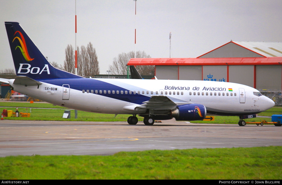 Aircraft Photo of SX-BDW | Boeing 737-37Q | Boliviana de Aviación - BoA | AirHistory.net #671029