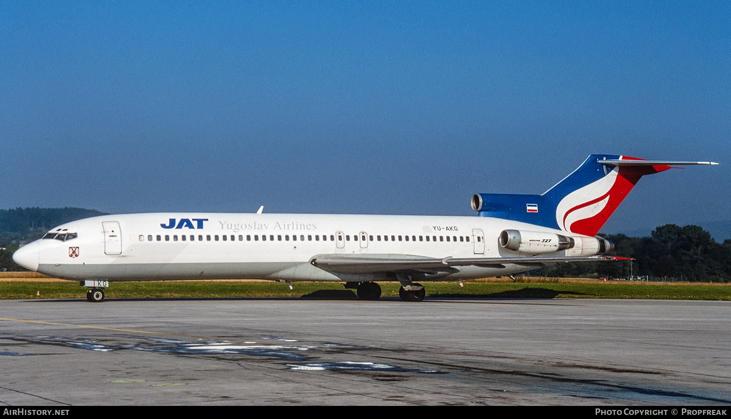 Aircraft Photo of YU-AKG | Boeing 727-2H9/Adv | JAT Yugoslav Airlines - Jugoslovenski Aerotransport | AirHistory.net #671685