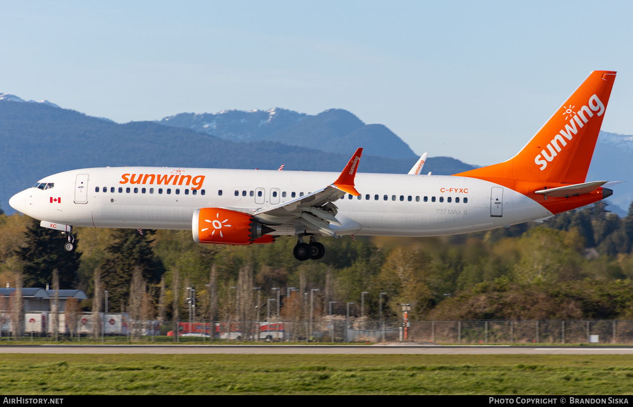 Aircraft Photo of C-FYXC | Boeing 737-8 Max 8 | Sunwing Airlines | AirHistory.net #676754