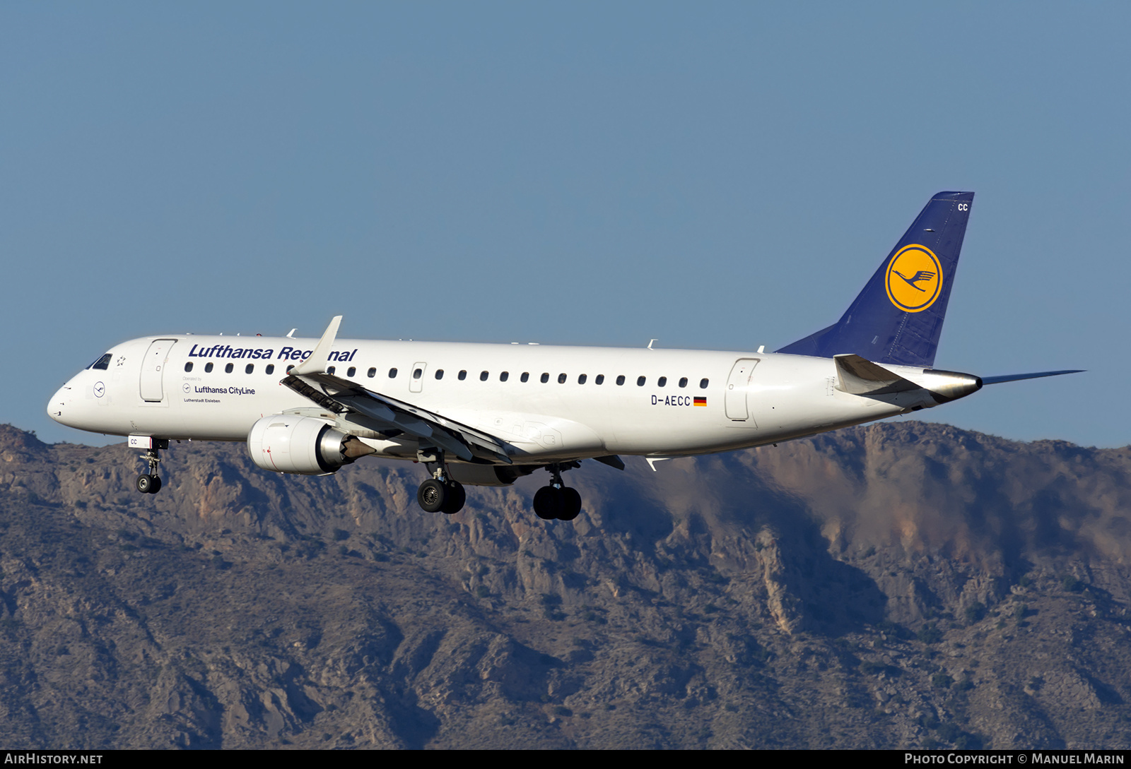 Aircraft Photo of D-AECC | Embraer 190LR (ERJ-190-100LR) | Lufthansa Regional | AirHistory.net #676901
