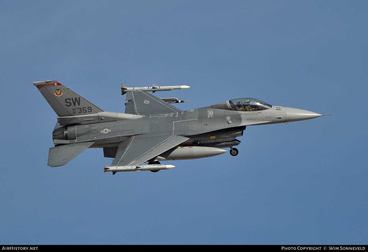 Aircraft Photo of 91-0359 / AF91-359 | General Dynamics F-16CG Fighting Falcon | USA - Air Force | AirHistory.net #677380