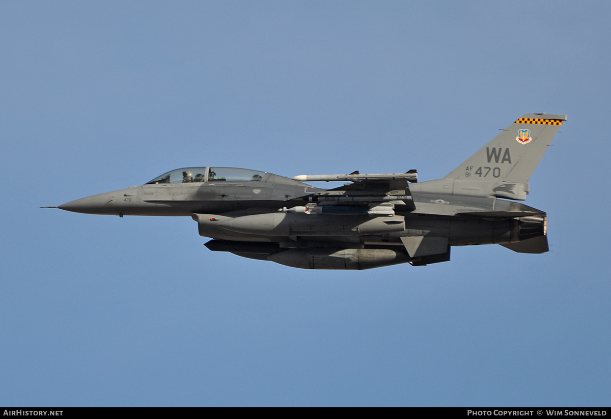 Aircraft Photo of 91-0470 / AF91-470 | Lockheed Martin F-16DM Fighting Falcon | USA - Air Force | AirHistory.net #677427