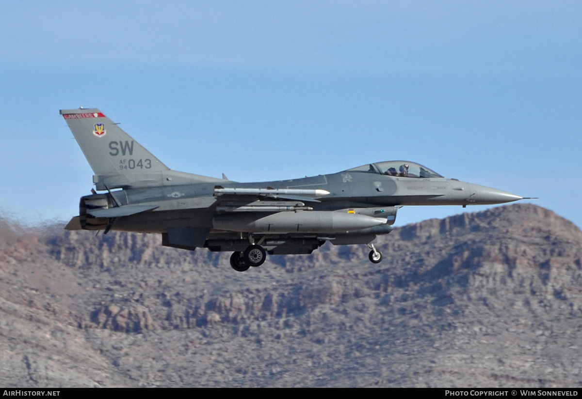 Aircraft Photo of 94-0043 / AF94-043 | General Dynamics F-16CM Fighting Falcon | USA - Air Force | AirHistory.net #677497