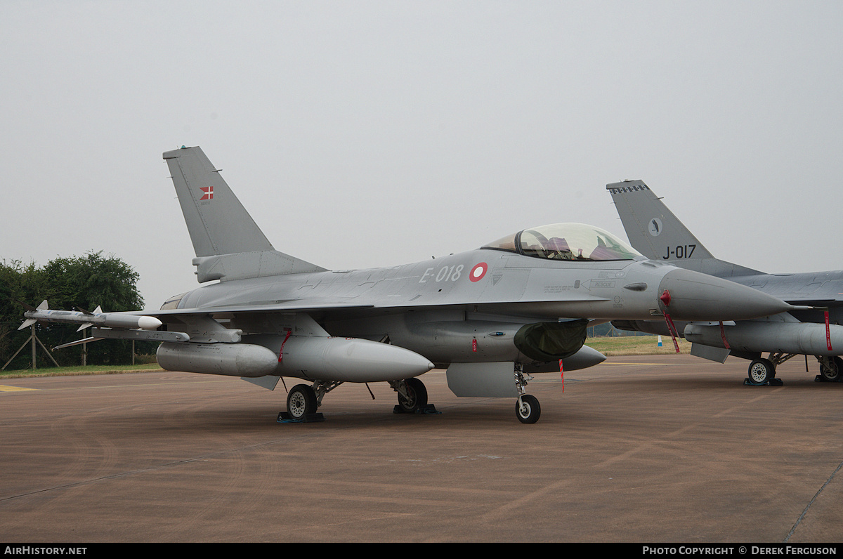 Aircraft Photo of E-018 | General Dynamics F-16A Fighting Falcon | Denmark - Air Force | AirHistory.net #677800