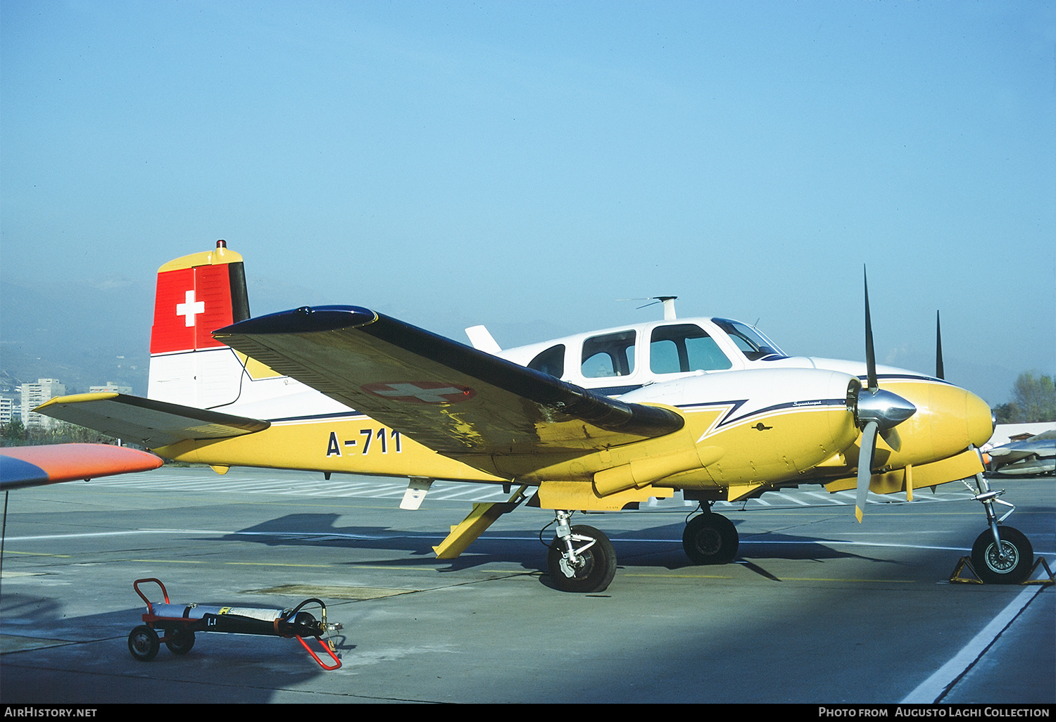 Aircraft Photo of A-711 | Beech E50 Twin Bonanza | Switzerland - Air Force | AirHistory.net #680572