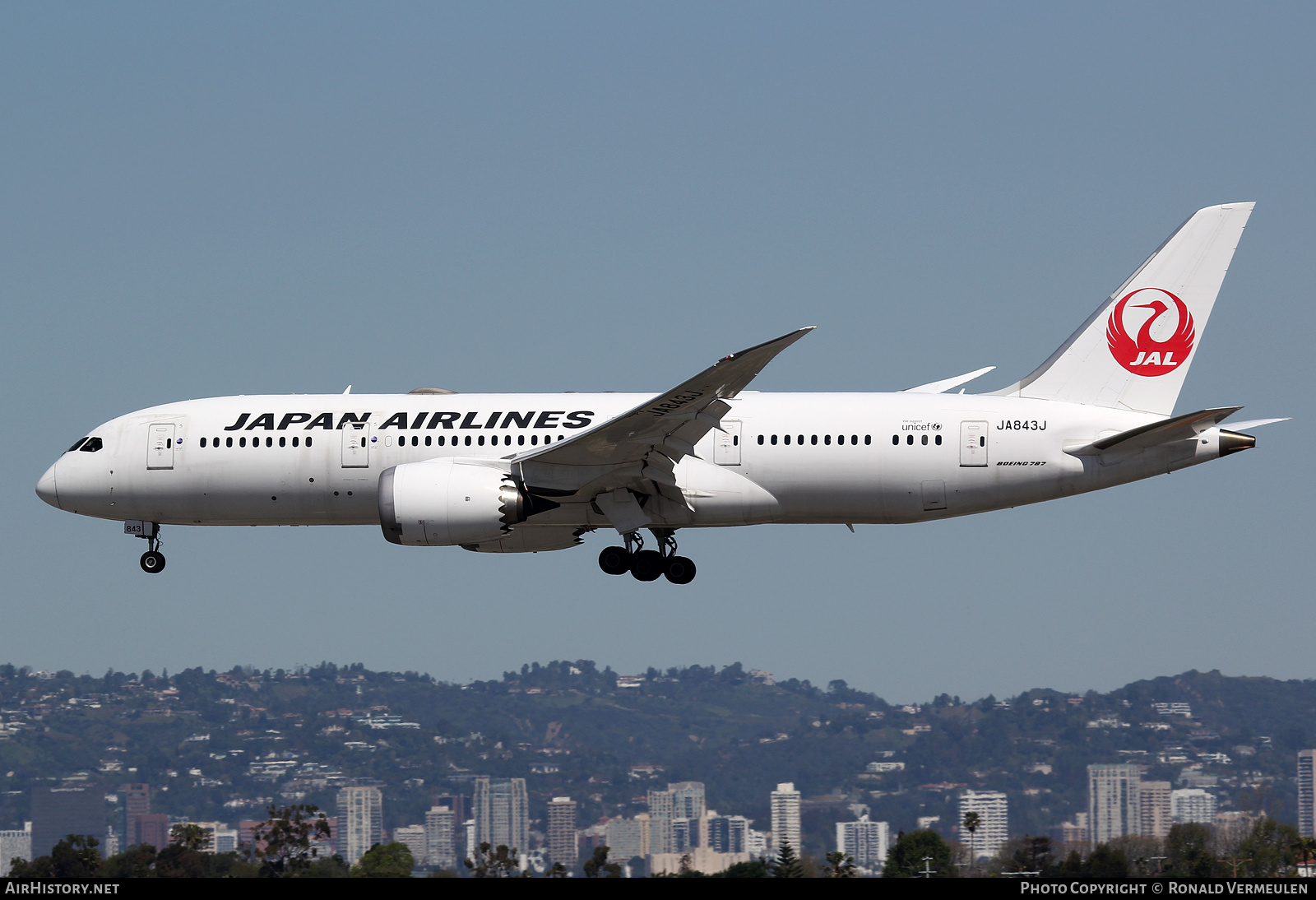 Aircraft Photo of JA843J | Boeing 787-8 Dreamliner | Japan Airlines - JAL | AirHistory.net #681499