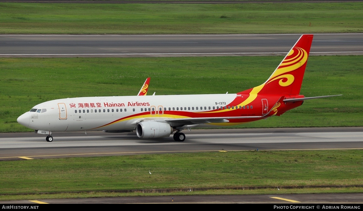Aircraft Photo of B-1372 | Boeing 737-800 | Hainan Airlines | AirHistory.net #682429