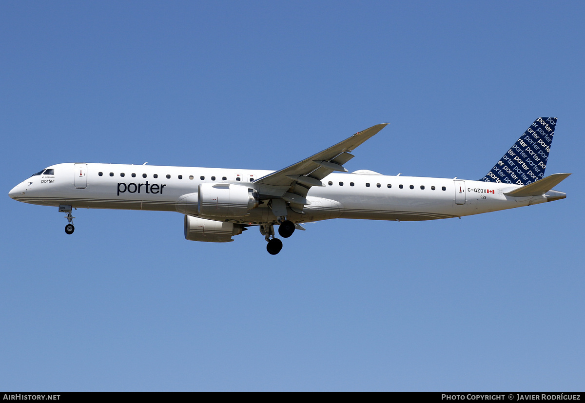 Aircraft Photo of C-GZQX | Embraer 195-E2 (ERJ-190-400) | Porter Airlines | AirHistory.net #685975