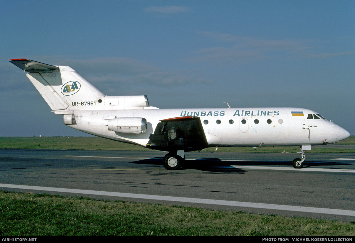 Aircraft Photo of UR-87961 | Yakovlev Yak-40 | Donbass Airlines | AirHistory.net #690025