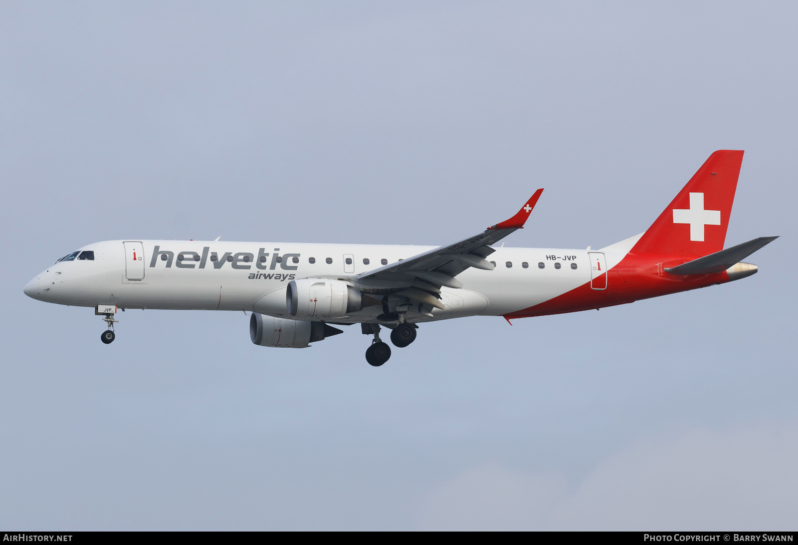 Aircraft Photo of HB-JVP | Embraer 190LR (ERJ-190-100LR) | Helvetic Airways | AirHistory.net #690630