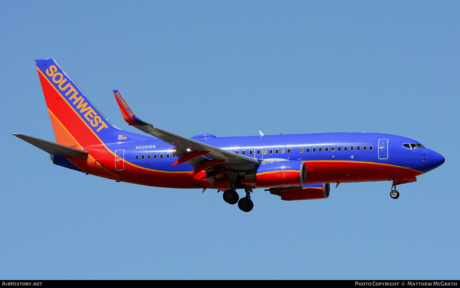 Aircraft Photo of N296WN | Boeing 737-7H4 | Southwest Airlines | AirHistory.net #692307