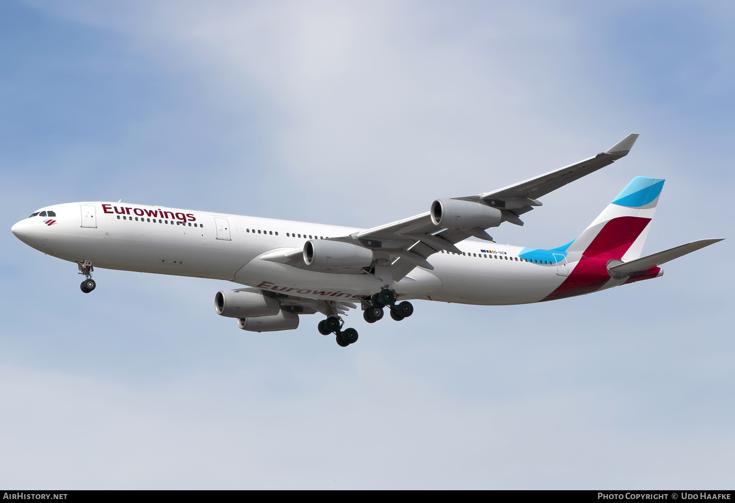 Aircraft Photo of OO-SCW | Airbus A340-313 | Eurowings | AirHistory.net #692477