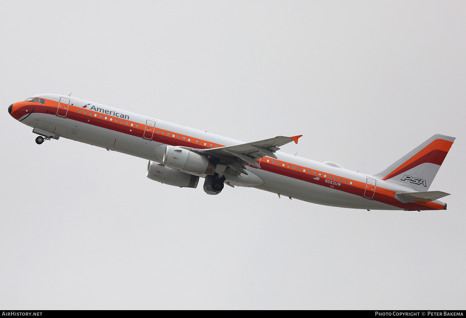 Aircraft Photo of N582UW | Airbus A321-231 | American Airlines | PSA - Pacific Southwest Airlines | AirHistory.net #694994