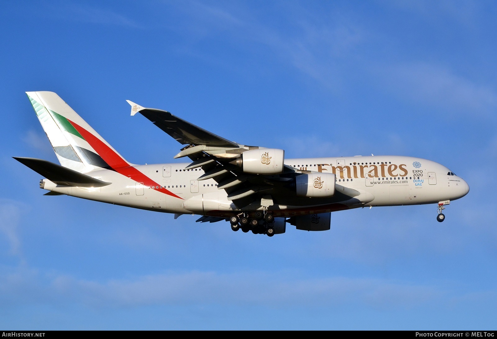 Aircraft Photo of A6-EDD | Airbus A380-861 | Emirates | AirHistory.net #696653