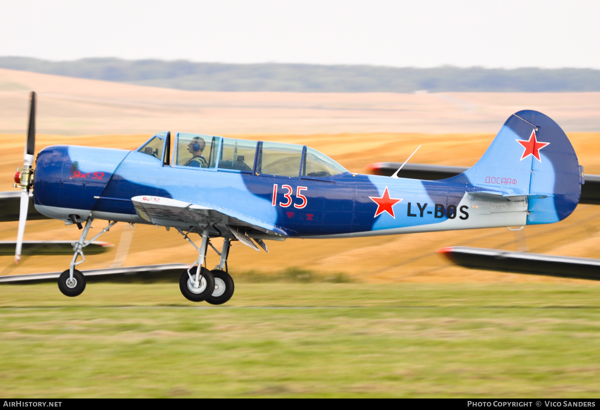 Aircraft Photo of LY-BOS / 135 | Yakovlev Yak-52 | Soviet Union - DOSAAF | AirHistory.net #699260