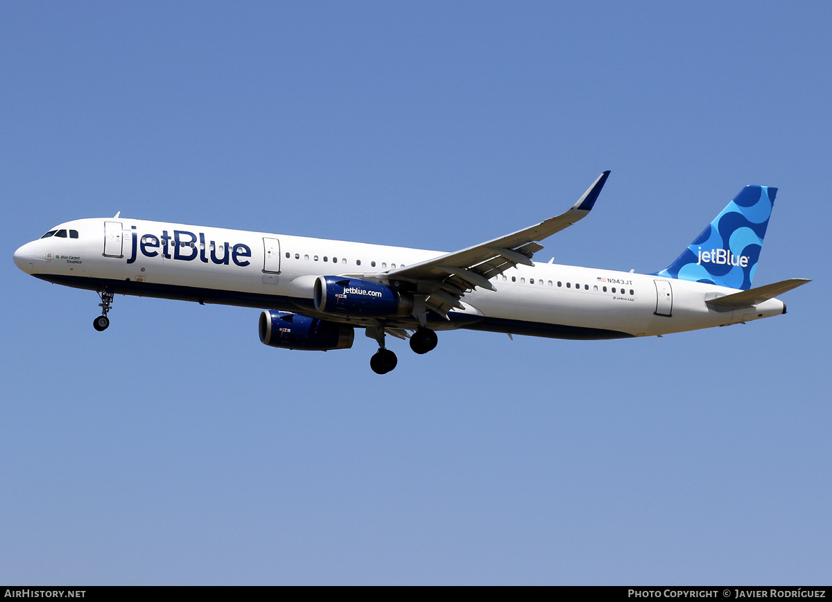 Aircraft Photo of N943JT | Airbus A321-231 | JetBlue Airways | AirHistory.net #700106