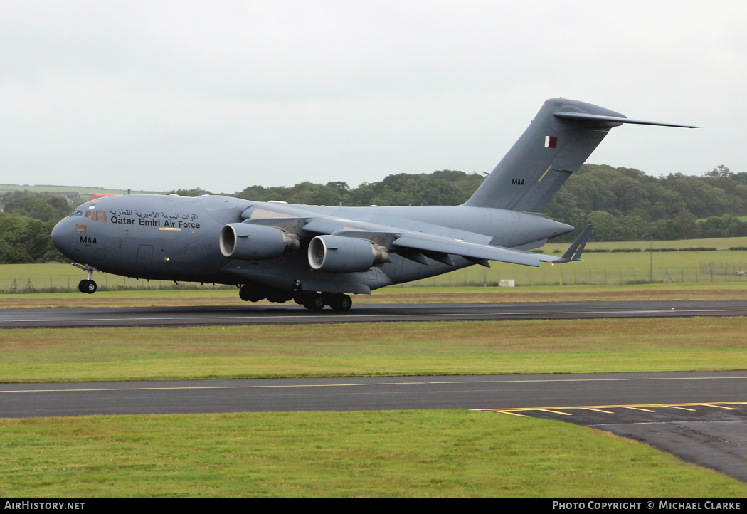 Aircraft Photo of A7-MAA / MAA | Boeing C-17A Globemaster III | Qatar - Air Force | AirHistory.net #701685