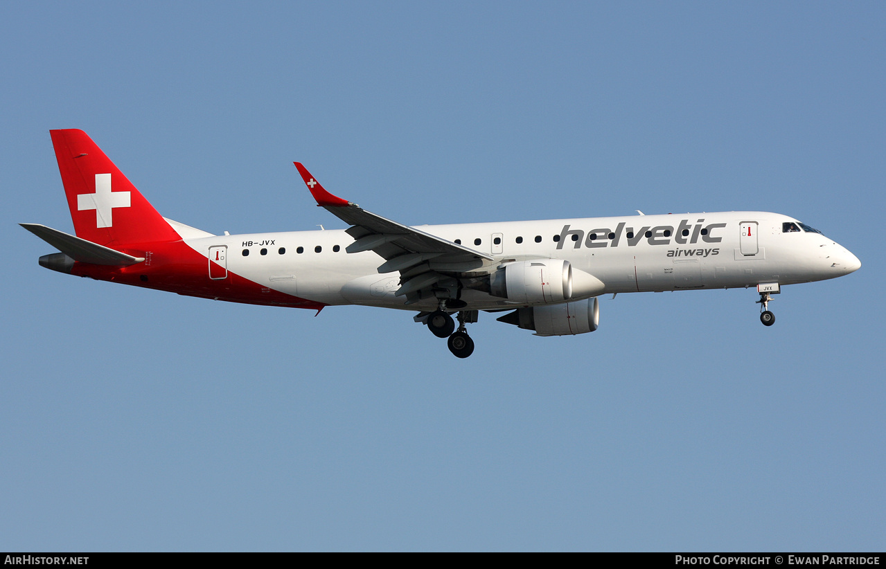 Aircraft Photo of HB-JVX | Embraer 190STD (ERJ-190-100STD) | Helvetic Airways | AirHistory.net #703763