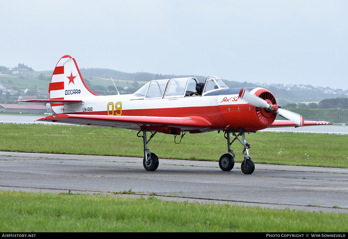 Aircraft Photo of LN-AIA / 09 yellow | Yakovlev Yak-52 | Russia - DOSAAF | AirHistory.net #704852