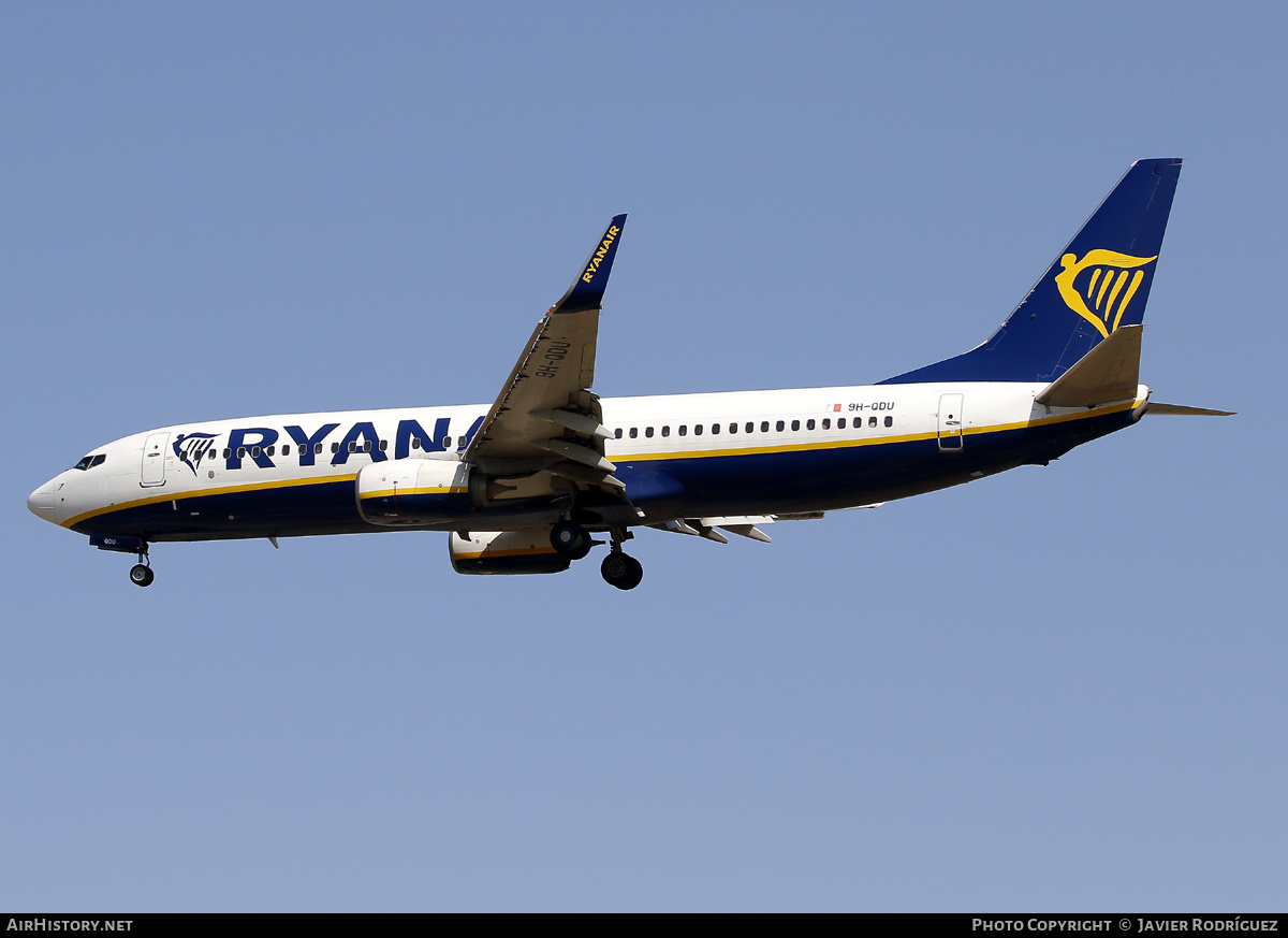 Aircraft Photo of 9H-QDU | Boeing 737-800 | Ryanair | AirHistory.net #707388