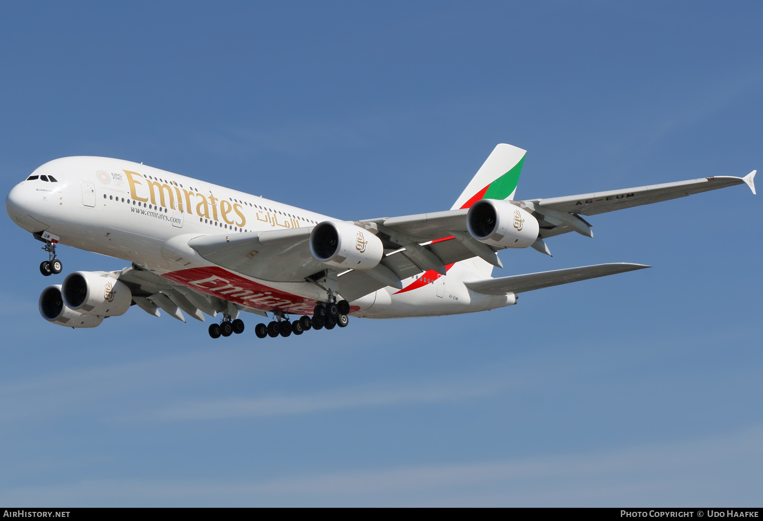 Aircraft Photo of A6-EUM | Airbus A380-861 | Emirates | AirHistory.net #708914